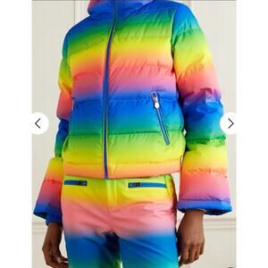 Perfect Moment Womens Multicolor Rainbow Polar Flare Down Jacket Size XL